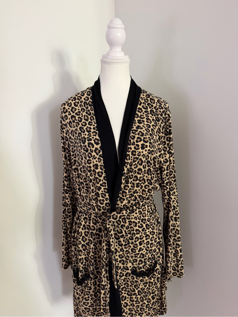 Leopard Print Tie-Waist robe comfy loungewear women size S | animal print